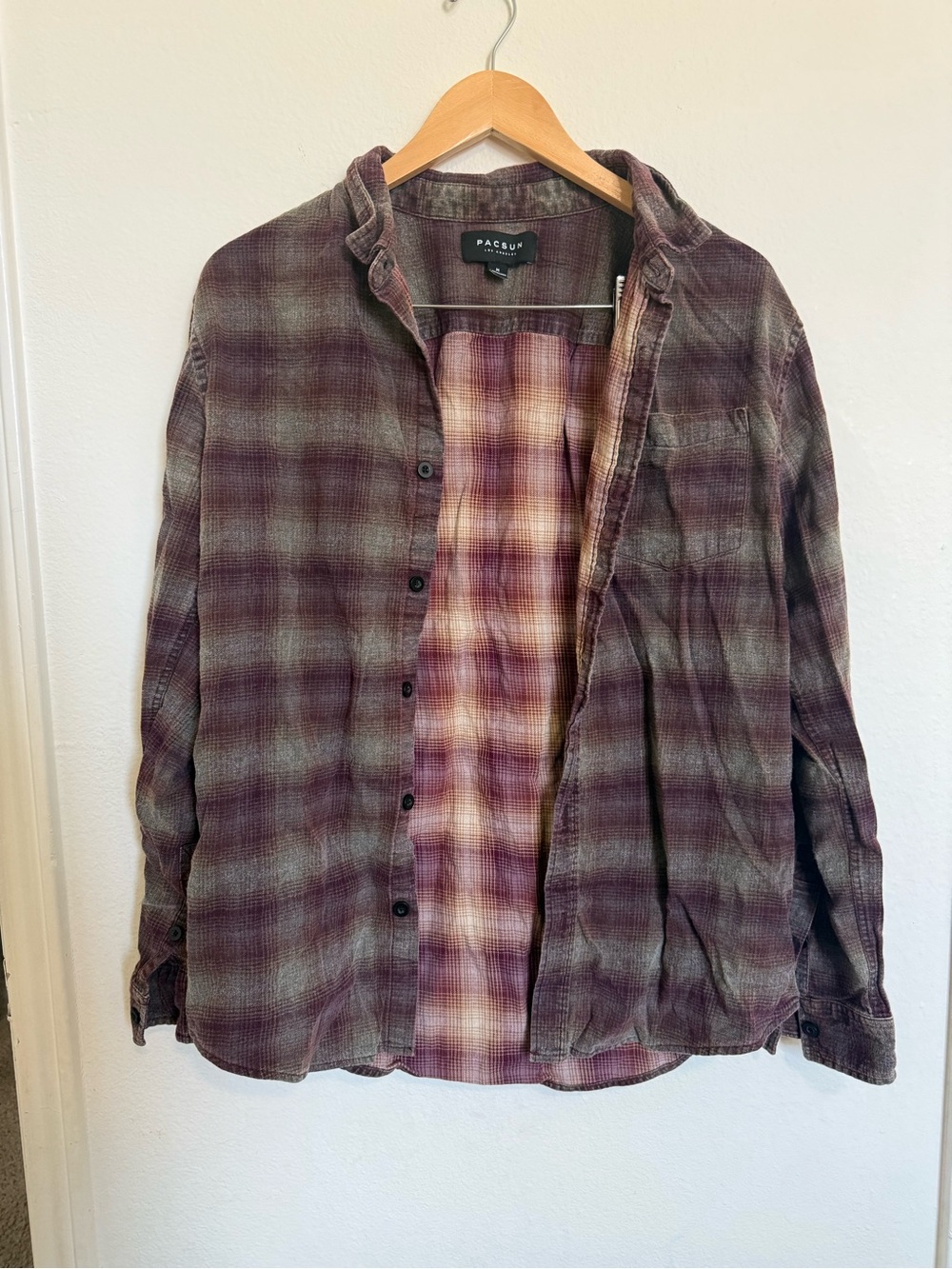 PacSun Plaid Shirt Jacket in Burgundy and Gray Tones